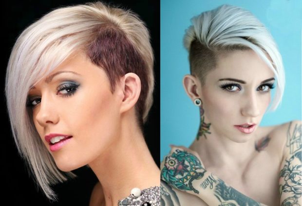 женские стрижки на короткие волосы 2022: асимметрия с выбритым веском