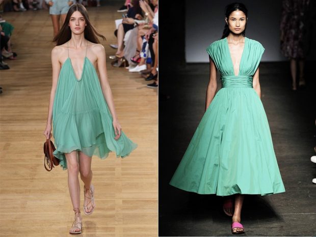 модные цвета лето 2022: бирюзовый оттенок платья