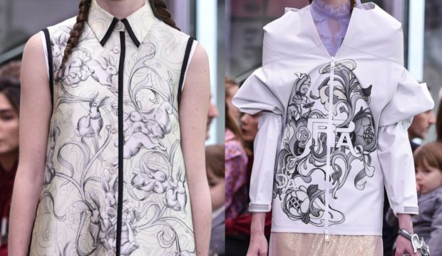 Весенняя коллекция женской одежды Prada 2018 года: бомбер белый с вензилями