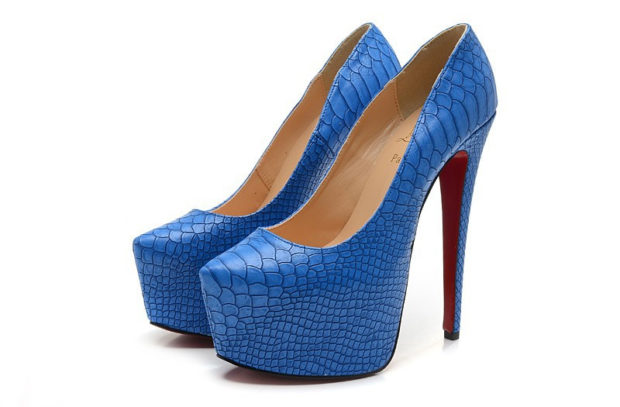 лабутены фото туфли женские: синие с кожи рептилии