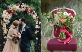 Свадьба в цвете марсала: оформление зала, букет невесты