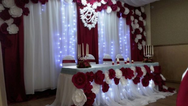 свадьба в цвете марсала оформление зала